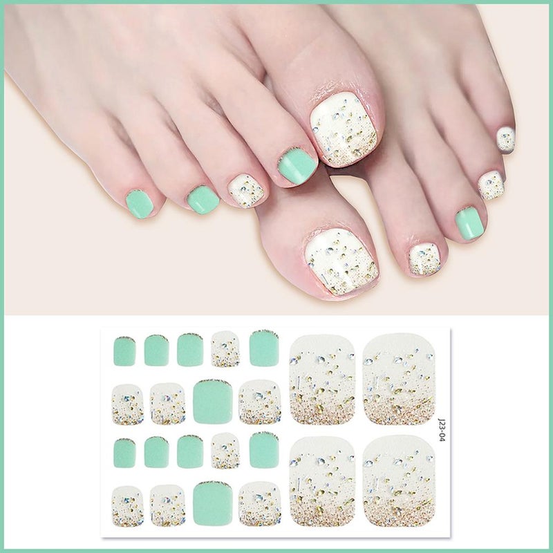 New waterproof toenail stickers with a trendy crystal glitter finish.